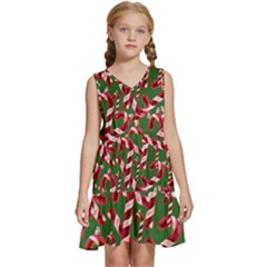 Christmas Wrapping Paper Abstract Kids  Sleeveless Tiered Mini Dress