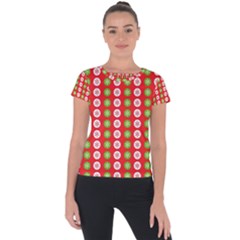 Illustration Festive Pattern Christmas Holiday Short Sleeve Sports Top  by danenraven