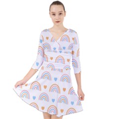 Rainbow Pattern Quarter Sleeve Front Wrap Dress by ConteMonfrey