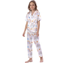 Rainbow Pattern Kids  Satin Short Sleeve Pajamas Set by ConteMonfrey