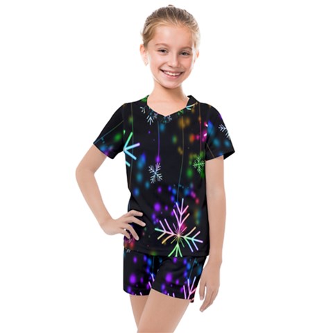 Snowflakes Lights Kids  Mesh Tee And Shorts Set by artworkshop