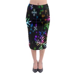 Snowflakes Lights Midi Pencil Skirt