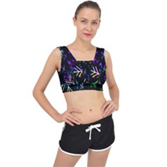 Snowflakes Lights V-back Sports Bra by artworkshop