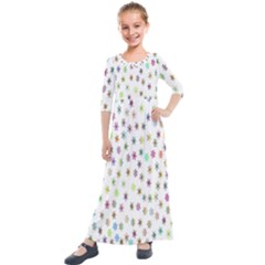 Snow Winter Ice Cold Kids  Quarter Sleeve Maxi Dress by artworkshop