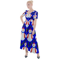 Seamless  Repeating Pattern Button Up Short Sleeve Maxi Dress by artworkshop