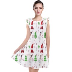 Santa Claus Snowman Christmas Tie Up Tunic Dress by artworkshop