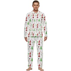 Santa Claus Snowman Christmas Men s Long Sleeve Velvet Pocket Pajamas Set by artworkshop