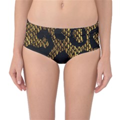 Metallic Snake Skin Pattern Mid-waist Bikini Bottoms