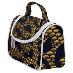 Metallic Snake Skin Pattern Satchel Handbag