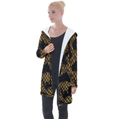 Metallic Snake Skin Pattern Longline Hooded Cardigan