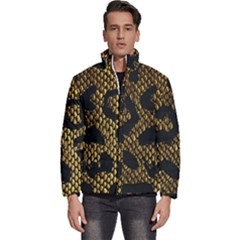 Metallic Snake Skin Pattern Men s Puffer Bubble Jacket Coat