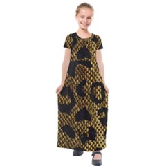 Metallic Snake Skin Pattern Kids  Short Sleeve Maxi Dress
