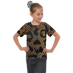 Metallic Snake Skin Pattern Kids  Mesh Piece Tee