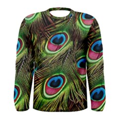 Peacock Feathers Color Plumage Men s Long Sleeve Tee by Celenk