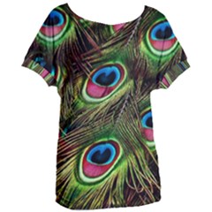 Peacock Feathers Color Plumage Women s Oversized Tee by Celenk