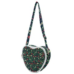 Flowering Branches Seamless Pattern Heart Shoulder Bag by Zezheshop