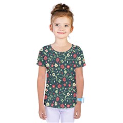 Flowering Branches Seamless Pattern Kids  One Piece Tee