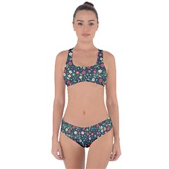 Flowering Branches Seamless Pattern Criss Cross Bikini Set by Zezheshop