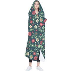 Flowering Branches Seamless Pattern Wearable Blanket
