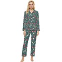 Flowering Branches Seamless Pattern Womens  Long Sleeve Velvet Pocket Pajamas Set View1