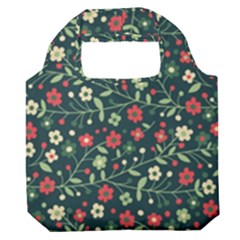 Flowering Branches Seamless Pattern Premium Foldable Grocery Recycle Bag