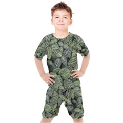 Leaves Foliage Botany Plant Kids  Tee And Shorts Set by Ravend