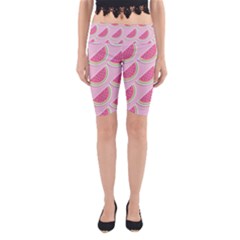 Pink Melon Wayermelon Pattern Food Fruit Melon Yoga Cropped Leggings