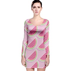 Pink Melon Wayermelon Pattern Food Fruit Melon Long Sleeve Velvet Bodycon Dress