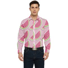 Pink Melon Wayermelon Pattern Food Fruit Melon Men s Long Sleeve  Shirt