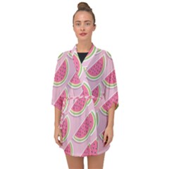 Pink Melon Wayermelon Pattern Food Fruit Melon Half Sleeve Chiffon Kimono