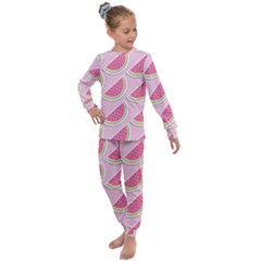 Pink Melon Wayermelon Pattern Food Fruit Melon Kids  Long Sleeve Set 