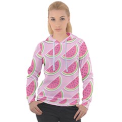 Pink Melon Wayermelon Pattern Food Fruit Melon Women s Overhead Hoodie