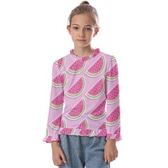 Pink Melon Wayermelon Pattern Food Fruit Melon Kids  Frill Detail Tee