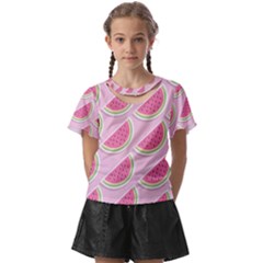 Pink Melon Wayermelon Pattern Food Fruit Melon Kids  Front Cut Tee