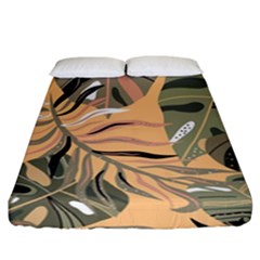 Leaves Monstera Picture Print Pattern Fitted Sheet (california King Size)