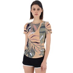 Leaves Monstera Picture Print Pattern Back Cut Out Sport Tee by Ravend