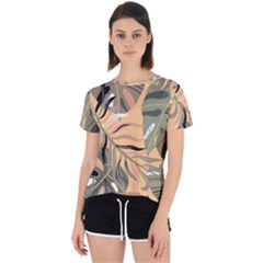 Leaves Monstera Picture Print Pattern Open Back Sport Tee