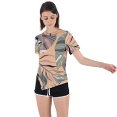 Leaves Monstera Picture Print Pattern Asymmetrical Short Sleeve Sports Tee by Ravend