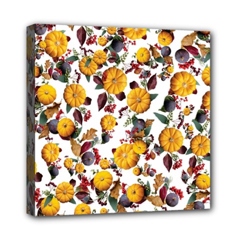 Pumpkin Fruit Flower Pattern Mini Canvas 8  X 8  (stretched)