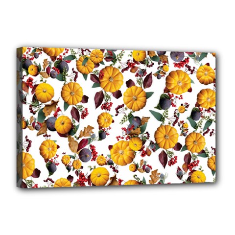 Pumpkin Fruit Flower Pattern Canvas 18  X 12  (stretched) by Ravend