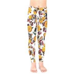 Pumpkin Fruit Flower Pattern Kids  Leggings by Ravend