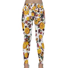 Pumpkin Fruit Flower Pattern Lightweight Velour Classic Yoga Leggings by Ravend