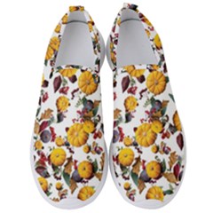 Pumpkin Fruit Flower Pattern Men s Slip On Sneakers