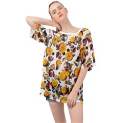 Pumpkin Fruit Flower Pattern Oversized Chiffon Top by Ravend