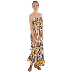 Pumpkin Fruit Flower Pattern Cami Maxi Ruffle Chiffon Dress by Ravend