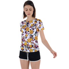 Pumpkin Fruit Flower Pattern Back Circle Cutout Sports Tee by Ravend