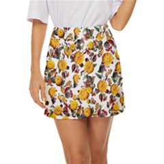 Pumpkin Fruit Flower Pattern Mini Front Wrap Skirt by Ravend