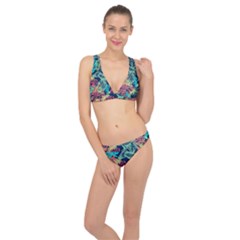 Sheets Tropical Picture Plant Pattern Classic Banded Bikini Set 