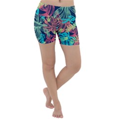 Sheets Tropical Picture Plant Pattern Lightweight Velour Yoga Shorts