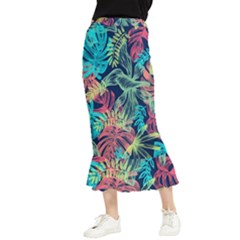 Sheets Tropical Picture Plant Pattern Maxi Fishtail Chiffon Skirt